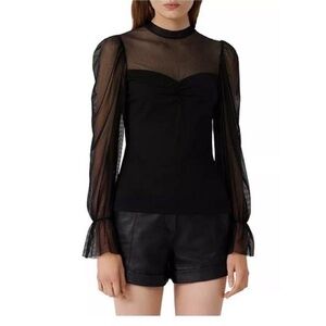 MAJE Tilda Mesh-Detail Top - Women's Size Small